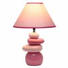 Creekwood Home Priva 17.25in Contemporary Ceramic Stacking Stones Table Desk Lamp, Pink CWT-2014-PN